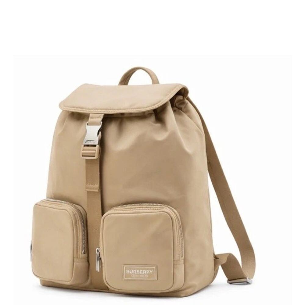 Sale ends 5/4 Burberry Unisex large nylon Waterproof logo Tan Backpack NEW Small